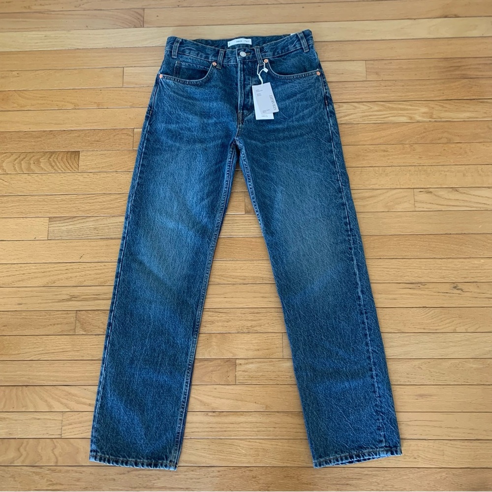 Mango Straight Jeans Dark Vintage Blue Size 6